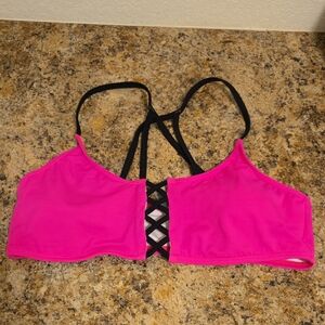 PINK Victoria's Secret Hot Pink Strappy Swim Top